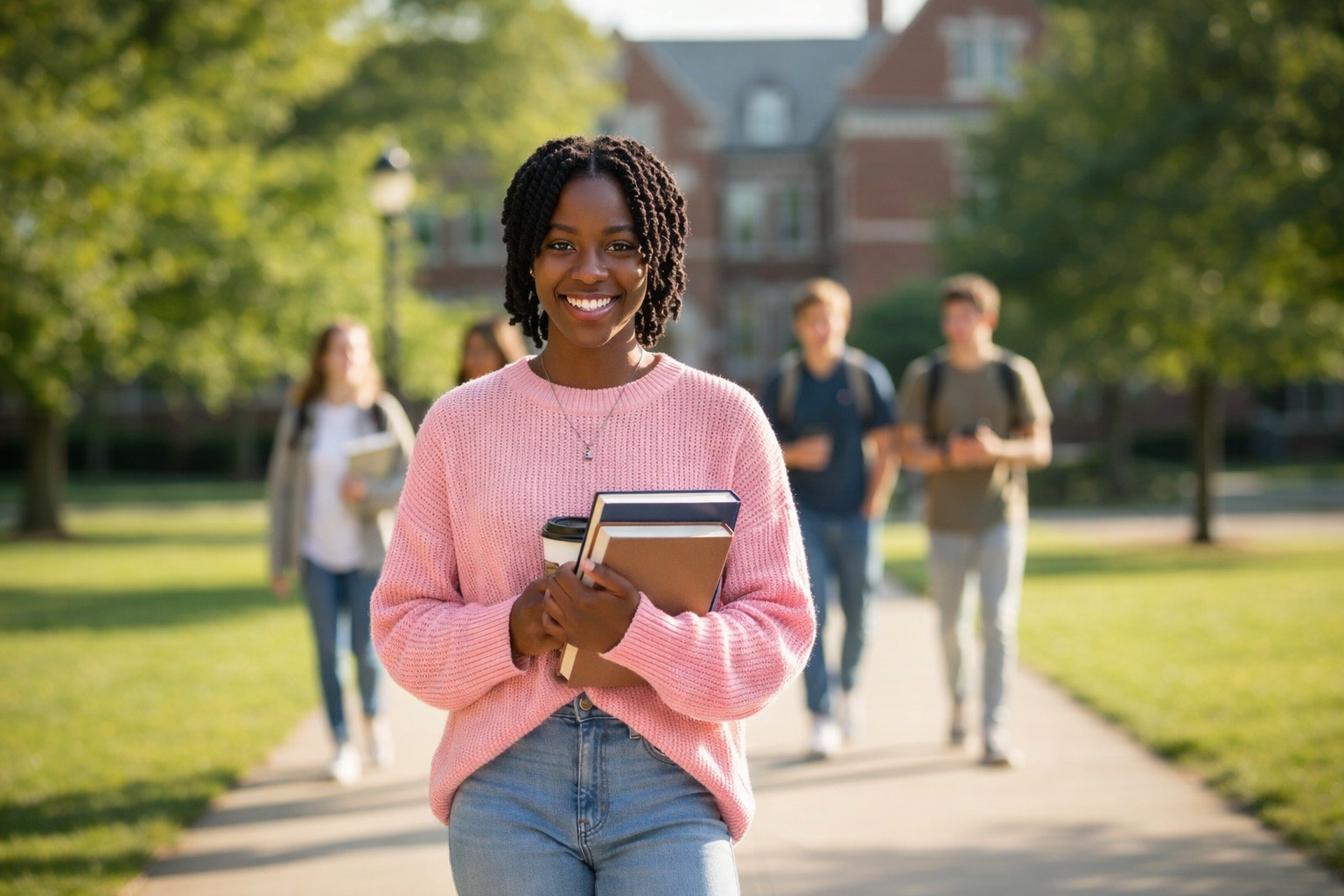 Student walking on a British university campus