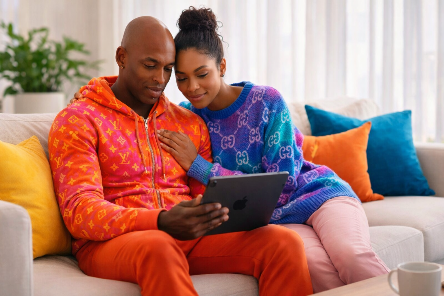 “Yomi and Sola sit together in their bright living room calculating how much they have spent moving from Nigeria to the United Kingdom. This moment captures reflection and quiet partnership from Trap Series Part 5.”